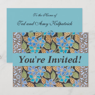 Elegant Flower Blue Periwinkle Floral Classic Invitation