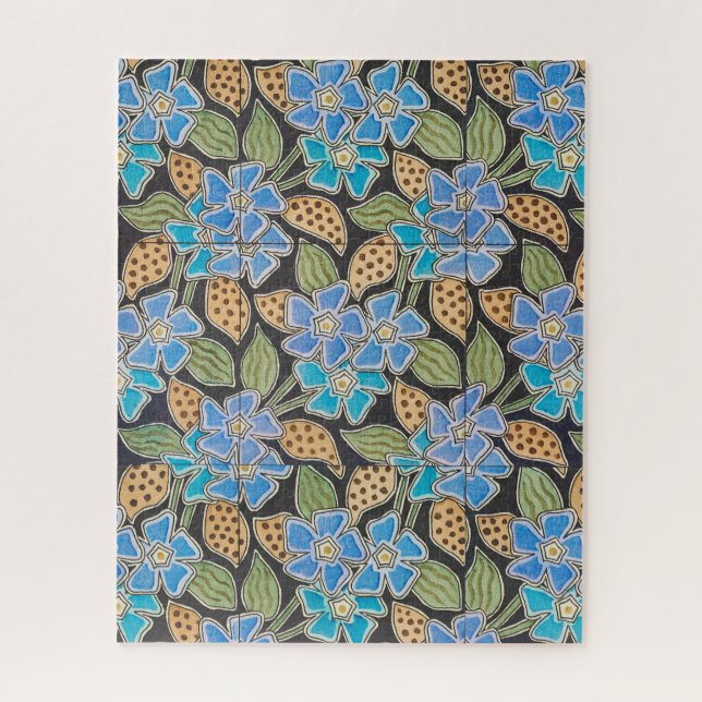Elegant Flower Blue Periwinkle Floral Classic Jigsaw Puzzle (Vertical)