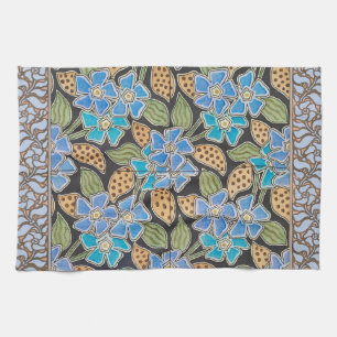 Elegant Flower Blue Periwinkle Floral Classic Kitchen Towel