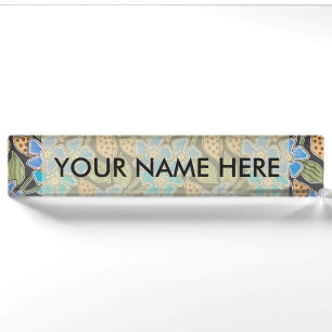 Elegant Flower Blue Periwinkle Floral Classic Nameplate