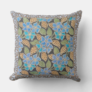 Elegant Flower Blue Periwinkle Floral Classic Outdoor Pillow