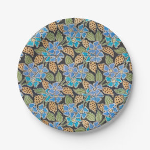 Elegant Flower Blue Periwinkle Floral Classic Paper Plate