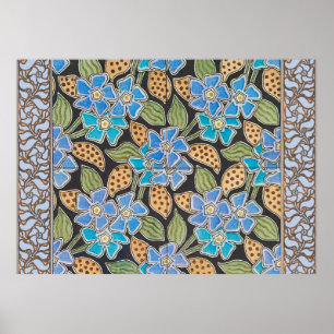 Elegant Flower Blue Periwinkle Floral Classic Poster