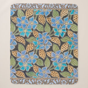 Elegant Flower Blue Periwinkle Floral Classic Sherpa Blanket