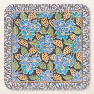 Elegant Flower Blue Periwinkle Floral Classic Square Paper Coaster