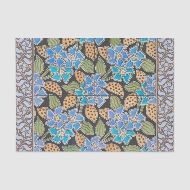 Elegant Flower Blue Periwinkle Floral Classic Tissue Paper (Front)