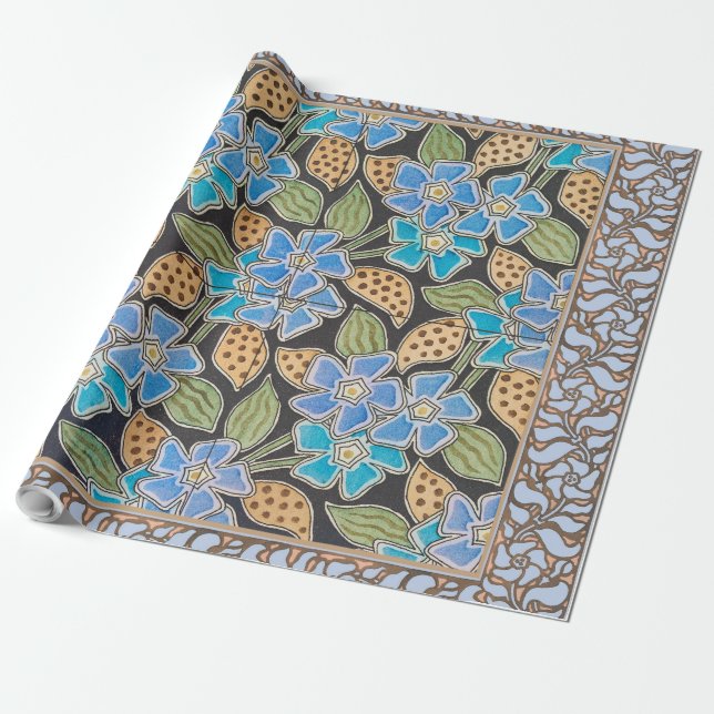 Elegant Flower Blue Periwinkle Floral Classic Wrapping Paper (Unrolled)