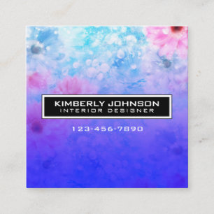 Elegant Flower Design Minimalist Editable Square B Business Card