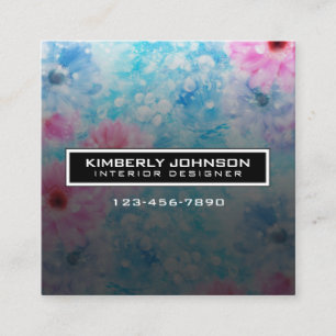 Elegant Flower Design Minimalist Editable Square B Square Business Card