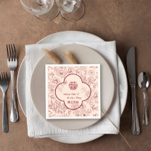 Elegant Flower Double Xi Chinese Wedding Napkin