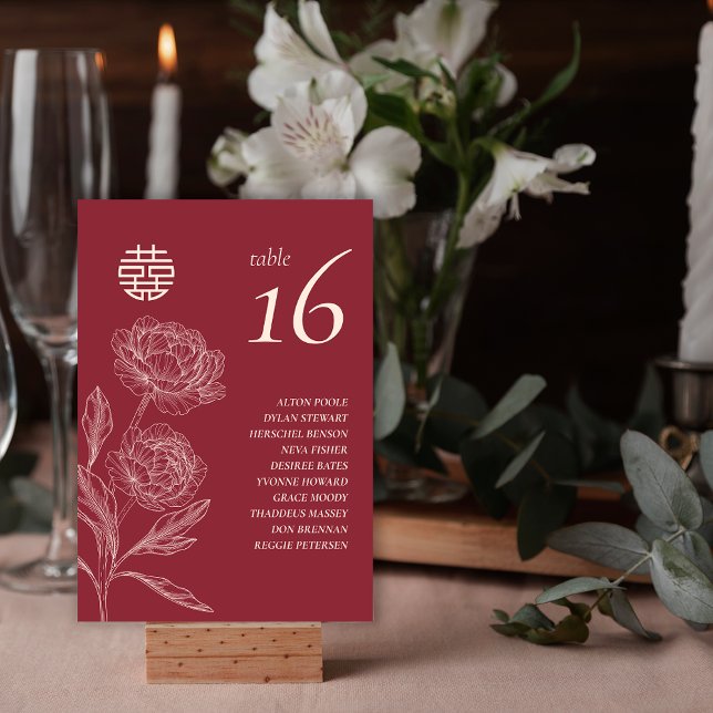 Elegant Flower Double Xi Guest Names Table Number (Elegant Flower Double Xi Guest Names Table Number)