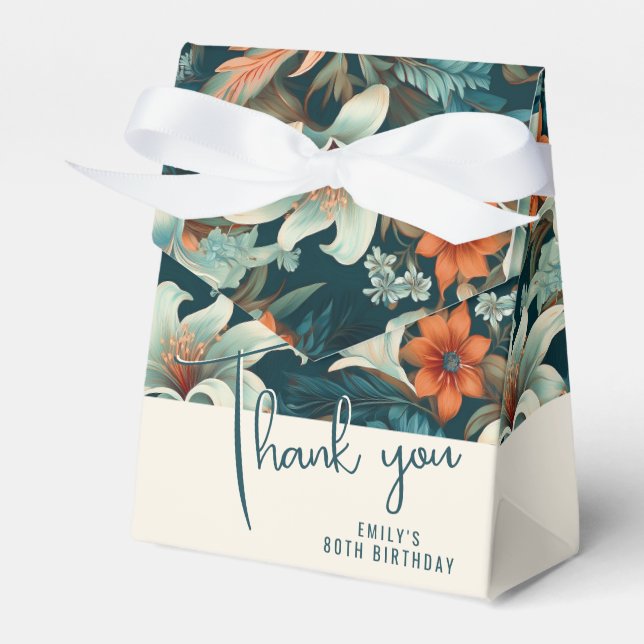 Elegant Flower Floral Pattern Birthday  Favor Box (Front Side)