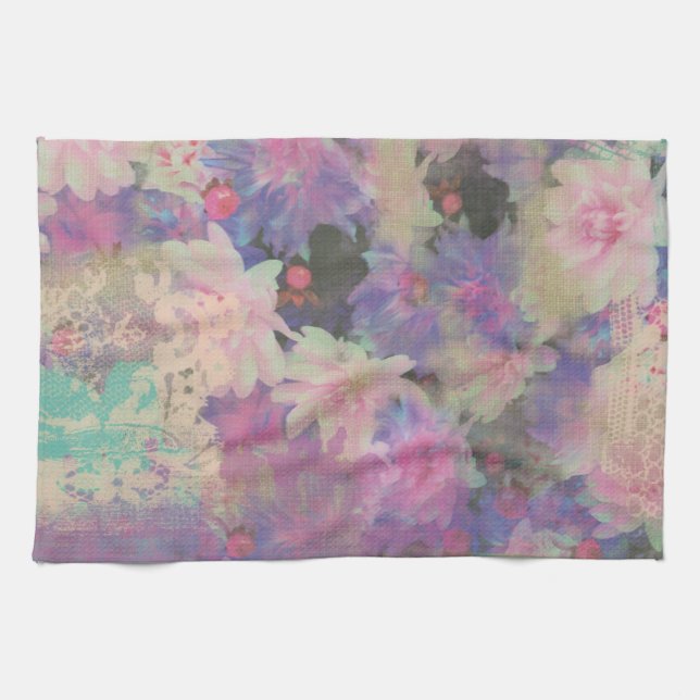 elegant flower floral Pattern Kitchen Towel (Horizontal)