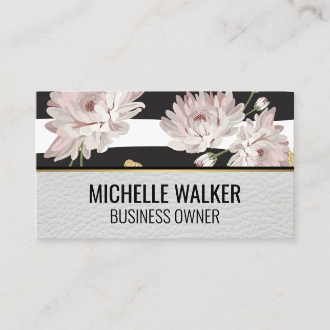 Elegant Flower Garden Pattern Business Card (Front)