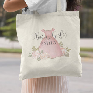 Elegant Flower Girl Modern Blush Floral Pink Tote Bag