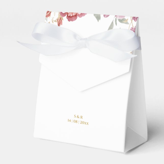 Elegant Flower & Gold Wedding Favour box (Front Side)