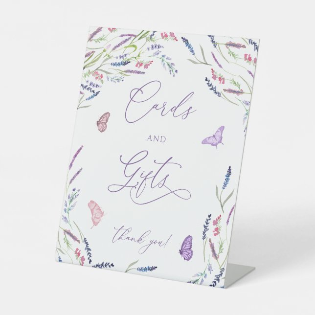 Elegant Flower Lavender Cards and Gifts  Pedestal Sign (Front)