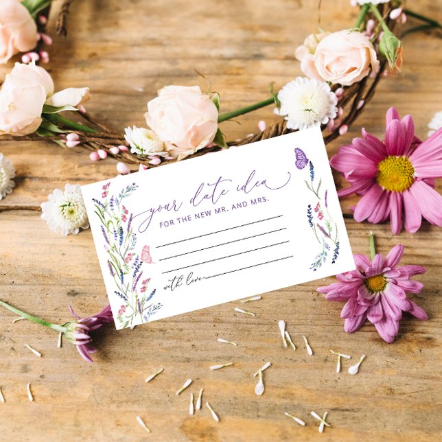 Elegant Flower Lavender Date Night Ideas Enclosure Card (Creator Uploaded)