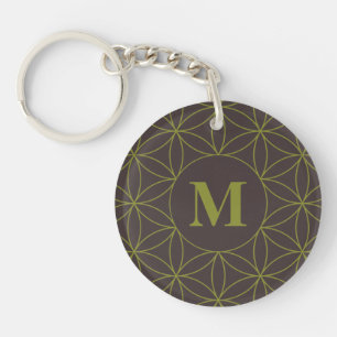 Elegant Flower of Life sacred geometry Monogram Keychain