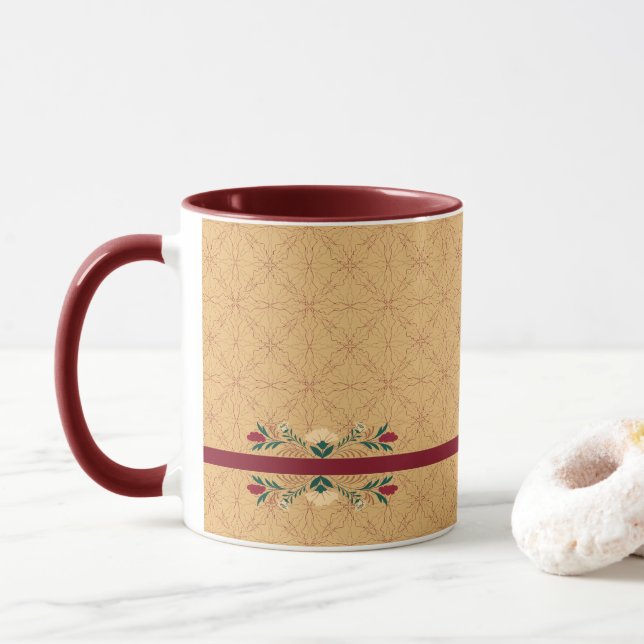 Elegant Flower Ornaments Mug (With Donut)