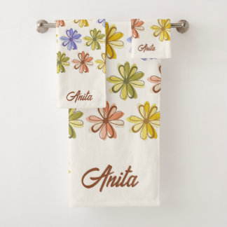 Elegant Flower Pattern Bath Towel Set
