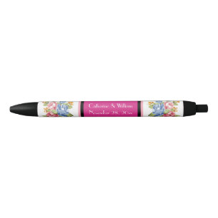 Elegant Flower Pretty Wedding Favour Bridal Shower Black Ink Pen