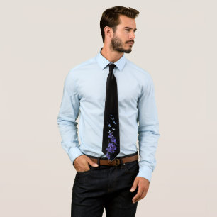 Elegant flowers and butterflies tie