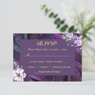 Elegant Flower's and Feathers RSVP Card
