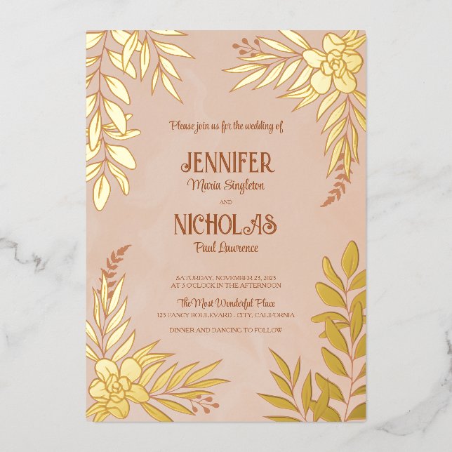 Elegant Flowers And Leaves Ornaments for Wedding (Front)