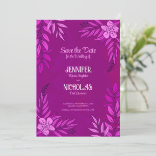 Elegant Flowers And Leaves Ornaments for Wedding Invitation