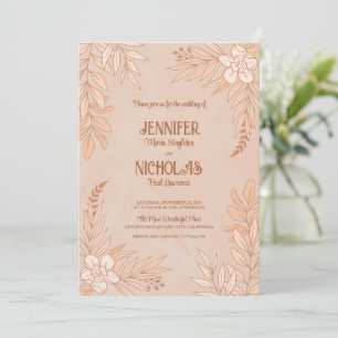 Elegant Flowers And Leaves Ornaments for Wedding Invitation
