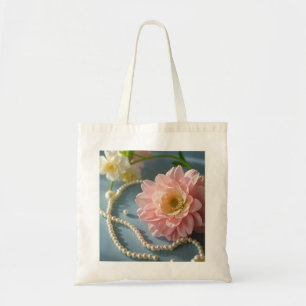 Elegant flowers and pearls tote bag