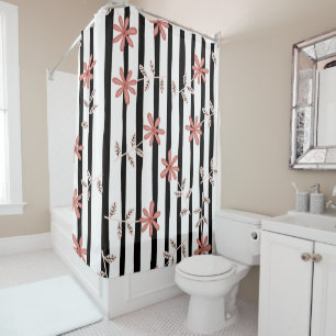 Elegant flowers and stripes pattern