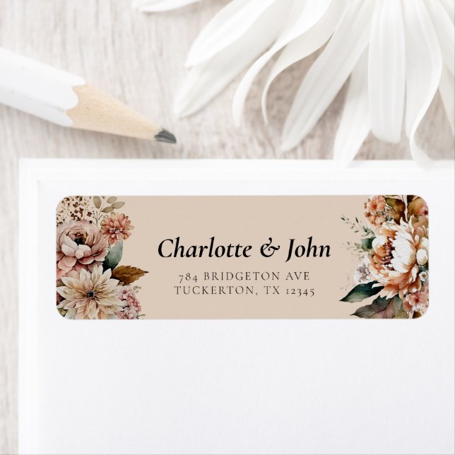 Elegant Flowers Autumn Wedding Return Address (Insitu)