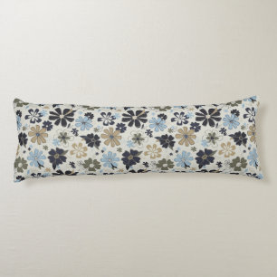 Elegant Flowers Blue Tan Floral Pattern Body Pillow