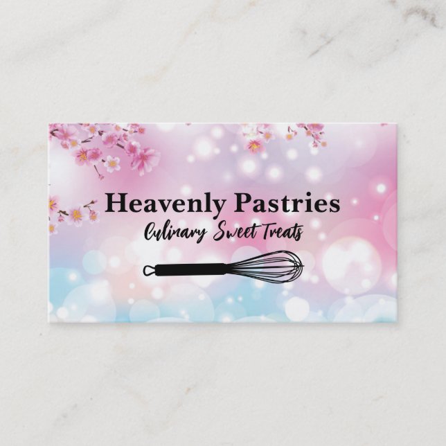 Elegant Flowers | Boke | Whisk Logo Business Card (Front)