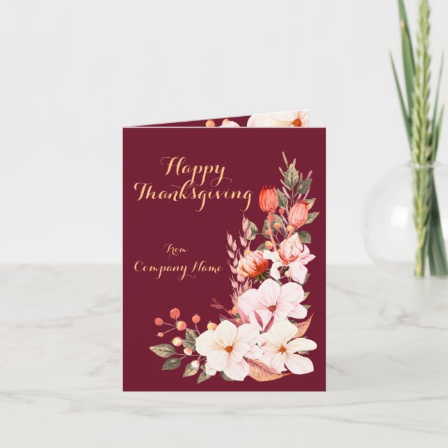 Elegant Flowers Bouquet Company Happy Thanksgiving Invitation (Front)
