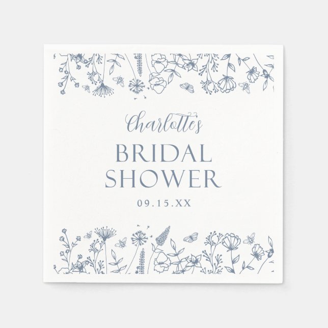 Elegant Flowers Bridal Shower Napkins (Front)