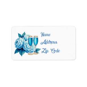Elegant flowers champagne Wedding customizable  Label