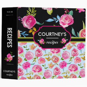 Elegant Flowers Floral Personalized Recipe Binder