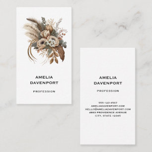 Elegant Flowers Foliage and Feathers Business Card