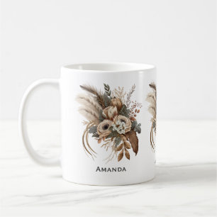 Elegant Flowers Foliage and Feathers Coffee Mug