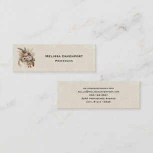 Elegant Flowers Foliage and Feathers Mini Business Card