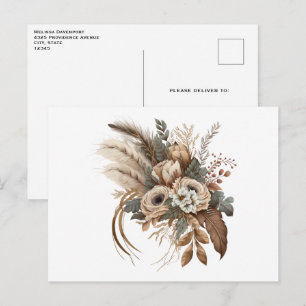 Elegant Flowers Foliage and Feathers Postcard