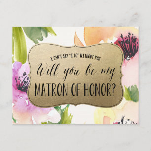 Elegant Flowers Gold   Matron of Honour Invitation