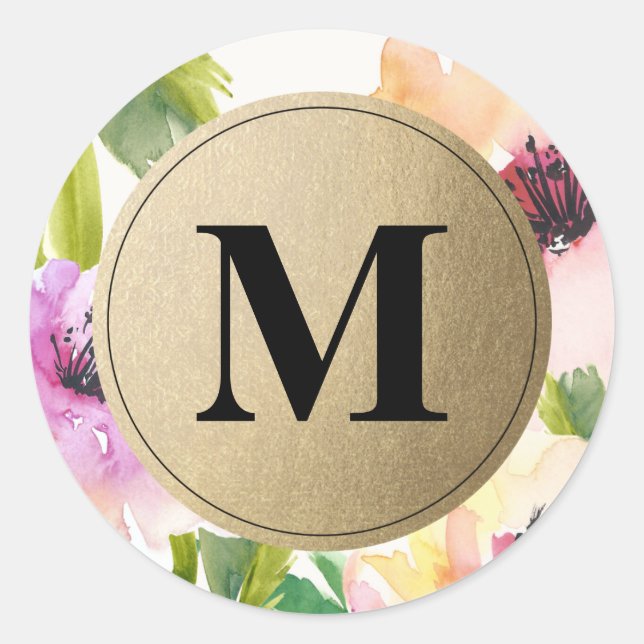 Elegant Flowers Gold Monogram | Favour Labels (Front)