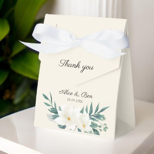 Elegant flowers Green White Black Favour Box