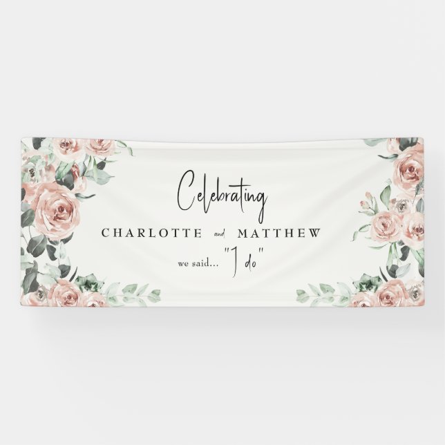 Elegant Flowers in Spring Blush Wedding Banner (Horizontal)