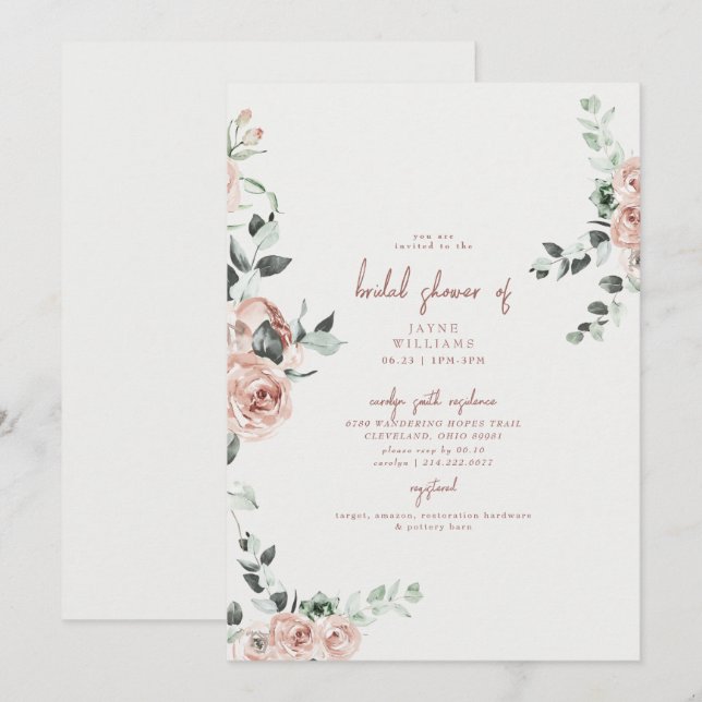 Elegant Flowers in Spring Bridal Shower Invitation (Front/Back)