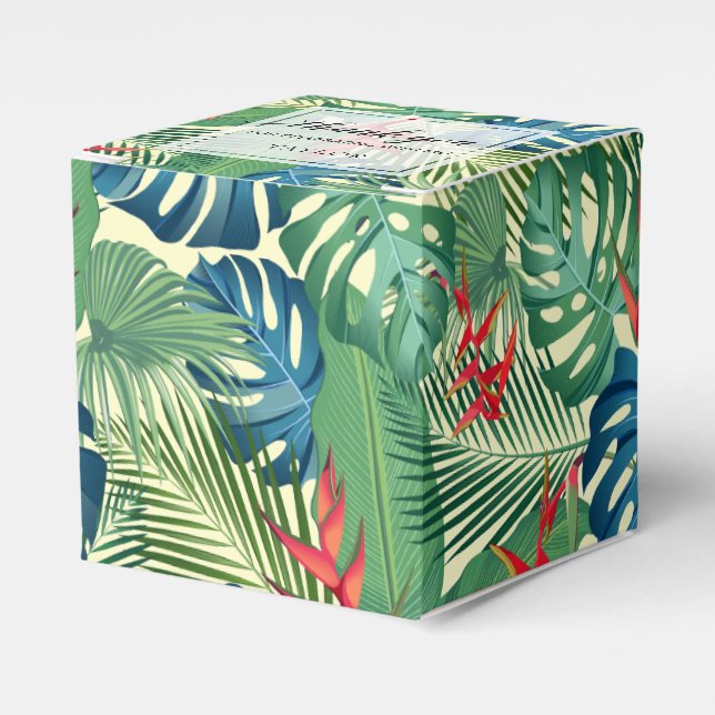 Elegant Flowers Palms Monstera Favor Box (Front Side)